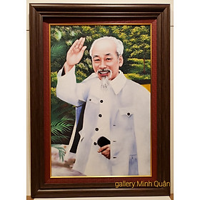 TRANH ĐÁ TỰ NHIÊN - BÁC HỒ CHÀO THÂN ÁI (KHỔ 80*110CM)