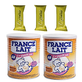 Combo 2 hộp Sữa bột France Lait AR 400g – Tăng cường miễn dịch, giải pháp hiệu quả giúp cải thiện triệu chứng nôn trớ, trào ngược và đầy bụng cho trẻ từ 0-12 tháng tuổi – Tặng 03 bánh Quế cuộn vị trứng muối