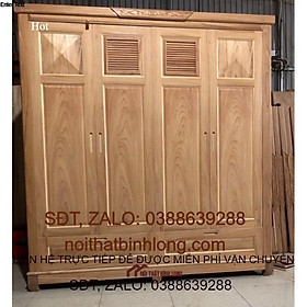Tủ áo gỗ gõ cao cấp thiết kế hiện đại đẹp