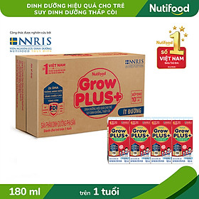 Thùng Sữa Bột Pha Sẵn ÍT ĐƯỜNG GrowPLUS+ loại 180ml - Dành cho bé trên 1 tuổi, Tăng Cân, Tăng Chiều Cao, Thông minh hơn (48 Hộp x 180ml)