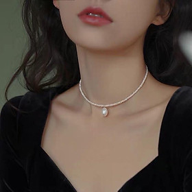 Dây Chuyền Choker Ngọc Trai 4ly Mặt Giọt Nước, Vòng Cổ Ngọc Trai Nước Ngọt Thời Trang, Trẻ Trung Dễ Phối Đồ - Trường Thịnh Ngọc Trai