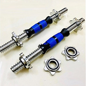 Bộ 2 đòn tạ tay 35cm (sắt Xanh) Đúc Đặt cao cấp + 4 khóa chốt