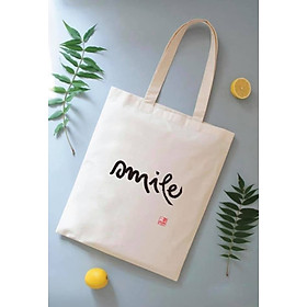 Túi Vải Canvas In Chữ Thư Pháp Smile - Sư Ông Thích Nhất Hạnh