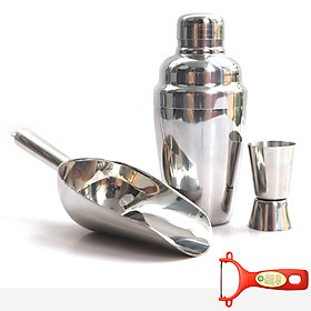 Mua Combo bình lắc  dụng cụ xúc đá và ly đong định lượng inox cao cấp tặng Dao bào nhựa đỏ BLX01 – Dụng cụ pha chế