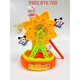 Có sẵn Đồ chơi lồng đèn trung thu cho bé gái hình công viên chuột Mickey và mèo Kitty tặng pin có nhạc và đèn