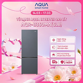 Freeship toàn quốc - Tủ lạnh ngăn đông dưới Aqua 292L AQR-B360MA(SLB) - Bảo hành trong 2 năm - Hàng chính hãng
