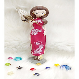 Tượng CÔ GÁI ÁO DÀI ĐỎ - HÀNG NHẬP KHẨU