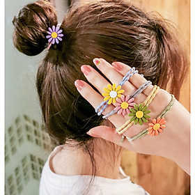Set 5 Dây Thun Buộc Tóc Hoa Cúc Đa Sắc Màu Nhỏ Xinh SC08