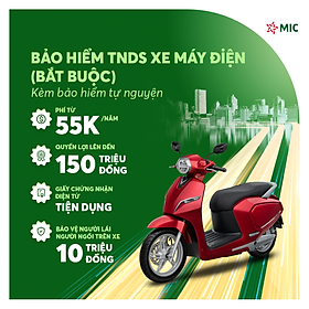 Bảo hiểm TNDS Xe máy (bắt buộc) kèm bảo hiểm tự nguyện, bồi thường lên đến 150 triệu