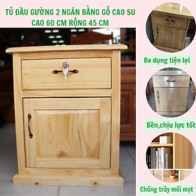Mua Tủ Đầu Giường 2 Ngăn Kéo Bằng Gỗ  Kệ Để Đồ Tiện Lợi-Tủ để đồ bằng gỗ cao su thiên nhiên an toàn cứng cáp