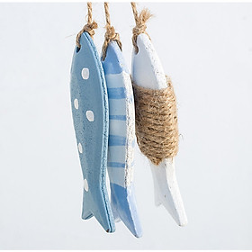 Chùm cá gỗ nhí trang trí