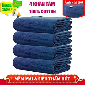 Khăn Tắm bestke 100% Cotton màu xanh đậm, Combo 4 cái 120*60cm = 320g/pcs, towels manufacturer