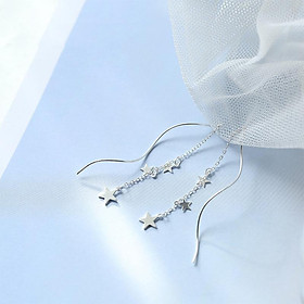 Bông tai bạc nữ thả ba sao khuyên tai nữ phong cách Hàn Quốc