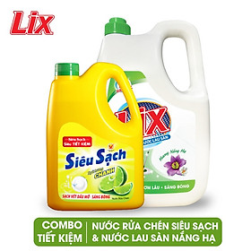 COMBO số 7 gồm Nước lau sàn Lix hương nắng hạ 3.6 lít LH360 + Nước rửa