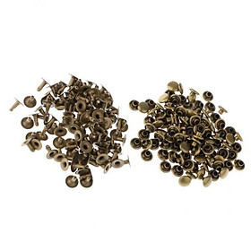 2x 100 Pieces/Set Leather Rivets Single Rivets Tubular Metal Studs Kit for Leather Craft Repairing Clothing Shoes Hat Sewing Decoration 6/8/9/10mm