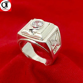 Nhẫn nam Bạc Quang Thản đính đá kim cương nhân tạo chất liệu bạc ta không xi mạ - QTNA14