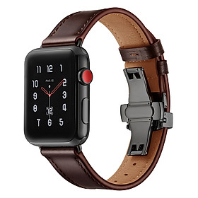 Dây Da Khóa Bướm cho Apple Watch Series 4/5/6/7/8/9/10/11/SE2,3 & Apple Watch Ultra 1/2/3 Size 40/41/42mm & 44/45/46/49mm - Hàng Chính Hãng