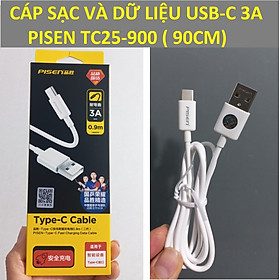 Cáp sạc 3A  Cáp sạc và dữ liệu Usb-C dòng điện 3A Pisen TC25-900 90cm _