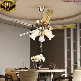 Mua Quạt trần đèn chùm hiện đại  trang trí phòng khách  điều khiển từ xa trang trí không gian QTD