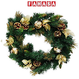 Vòng Hoa 3 Loại Lá Trang Trí Giáng Sinh 50 cm - Chaang Chiia LP-W20-3LL-GD