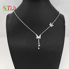 Dây chuyền nữ inox con bướm rớt bi cách điệu đẹp không đen không gỉ sét