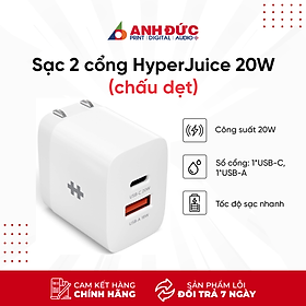 Mua Sạc 2 Cổng HyperJuice (1 x USB-C Power Delivery 20W + 1 x USB-A Quick Charge 18W) Charger Small HJ205 - Hàng Chính Hãng
