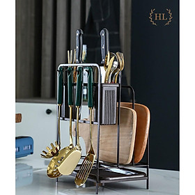 Mua Kệ gài dao thớt đa năng nâu | KỆ GÀI DAO THỚT KÈM ỐNG CẮM ĐŨA ĐA NĂNG SƠN TĨNH ĐIỆN