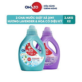 Combo 2 Chai Nước Giặt Xả Omazo Đậm Đặc Hương Hoa Cỏ Diệu Kỳ & Lavender (2.4kg x2)