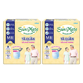 Combo 2 Gói Tã Quần Người Lớn Sunmate Khô Thoáng M8 (8 Miếng/ Gói)