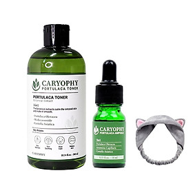 Combo Nước hoa hồng Caryophy Portulaca Toner 300ml + Serum dưỡng ẩm Caryophy Portulaca Ampoule 10ml + Tặng Kèm 1 Băng Đô Tai Mèo Xinh Xắn (Màu Ngẫu Nhiên)