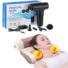 Combo Máy mát xa massage Fascial Gun Phoenix 7 + Gối đôi mát xa hồng ngoại 16 bi - Thiết bị mát xa và bấm huyệt toàn thân 10 trong 1 - Hỗ trợ mát xa chuyên sâu cổ vai gáy và châm cứu toàn thân