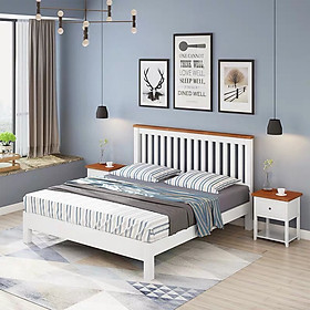 Mua Giường ngủ gỗ tự nhiên kiểu dáng đơn giản tinh tế Màu Trắng - GN625