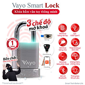 Khóa vân tay chống trộm thông minh Vayo Smart Lock - Thép SUS 304 siêu bền chắc, điều khiển qua ứng dụng - TUYA/SMARTLIFE - VSL-1