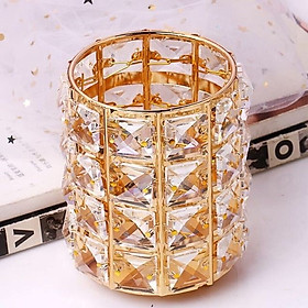 Khối Trụ Tròn Đa Năng Đính Pha Lê Đựng Cọ, Dụng Cụ Trang Điểm, Vật Dụng Cá Nhân