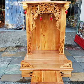 Mua Bàn thờ thần tài ông địa gỗ xoan ngang 48 cm lọng