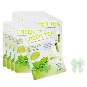 10 gói đắp mặt nạ trà xanh Green Tea Dabo hàn quốc (22ml.gói) và nơ