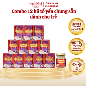 Combo 12 lọ Yến sào win'sNest kids 250mg (20%) tổ yến chưng sẵn dành cho trẻ em (70 ml/ lọ)