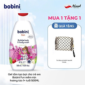 Gel tắm tạo bọt cho trẻ em Bobini Fun mềm mịn hương táo 1+ tuổi 500ML
