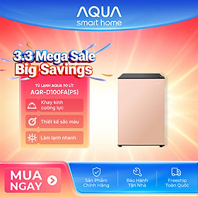 [SẢN PHẨM MỚI 2025] Tủ lạnh mini Aqua 90 lít AQR-D100FA(PS) - Màu hồng nhạt - Freeship toàn quốc - Có hỗ trợ đổi qua be - Hàng chính hãng
