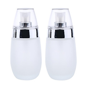 2pcs Frosting Glass Refillable Empty Pump Lotion Body Wash Hand Wash Liquid Spray Bottle Makeup Container Vials