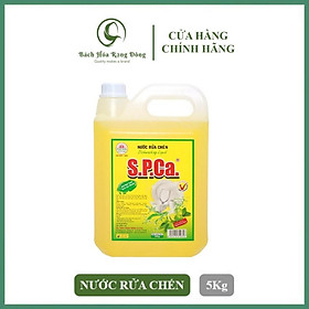 Nước Rửa Chén Bát Cao Cấp SPCa 5Kg Đậm Đặc Diệt Khuẩn Sạch Nhanh Xả Bọt Nhanh Chiết Xuất Chanh Và Trà Xanh