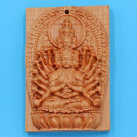 Mặt Phật gỗ ngọc am Thiên Thủ Thiên Nhãn MGPBM8 - Phật bản mệnh tuổi Tý - Sản phẩm phong thủy dành cho nam