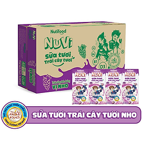 Thùng Nuvi Sữa Tươi Vị Nho 180ML 48 hộp x 180ml