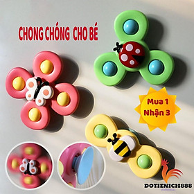 Set 3 đồ chơi con quay spinner hình côn trùng vui nhộn cho bé, bộ 3 chong chóng dính tường cho bé