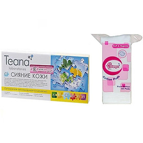 Combo 1 hộp tinh chất serrum collagen tươi C1 teana Nga ( 10 ống) + 1 bông tẩy trang