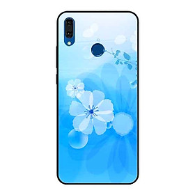 Ốp Lưng in cho Huawei Y9 2019 Mẫu Bông Hoa Nền Xanh - Hàng Chính Hãng