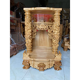 Mua Bàn thờ thần tài ông địa gỗ gõ mẫu mây đèn víp yến trạm ngang 60-70 cm ( FREESHIP HCM 60 KM )