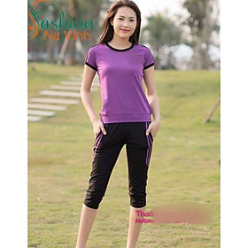 Sét đồ bộ thể thao mặc nhà dạo phố lửng nữ thun cotton mát mịn