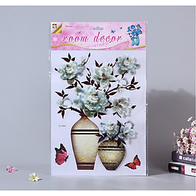 Decal dán tường bình hoa nổi 3D