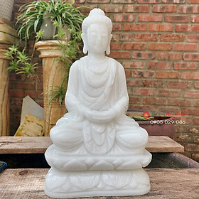 Tượng Phật Thích Ca phong thủy đá trắng 30cm